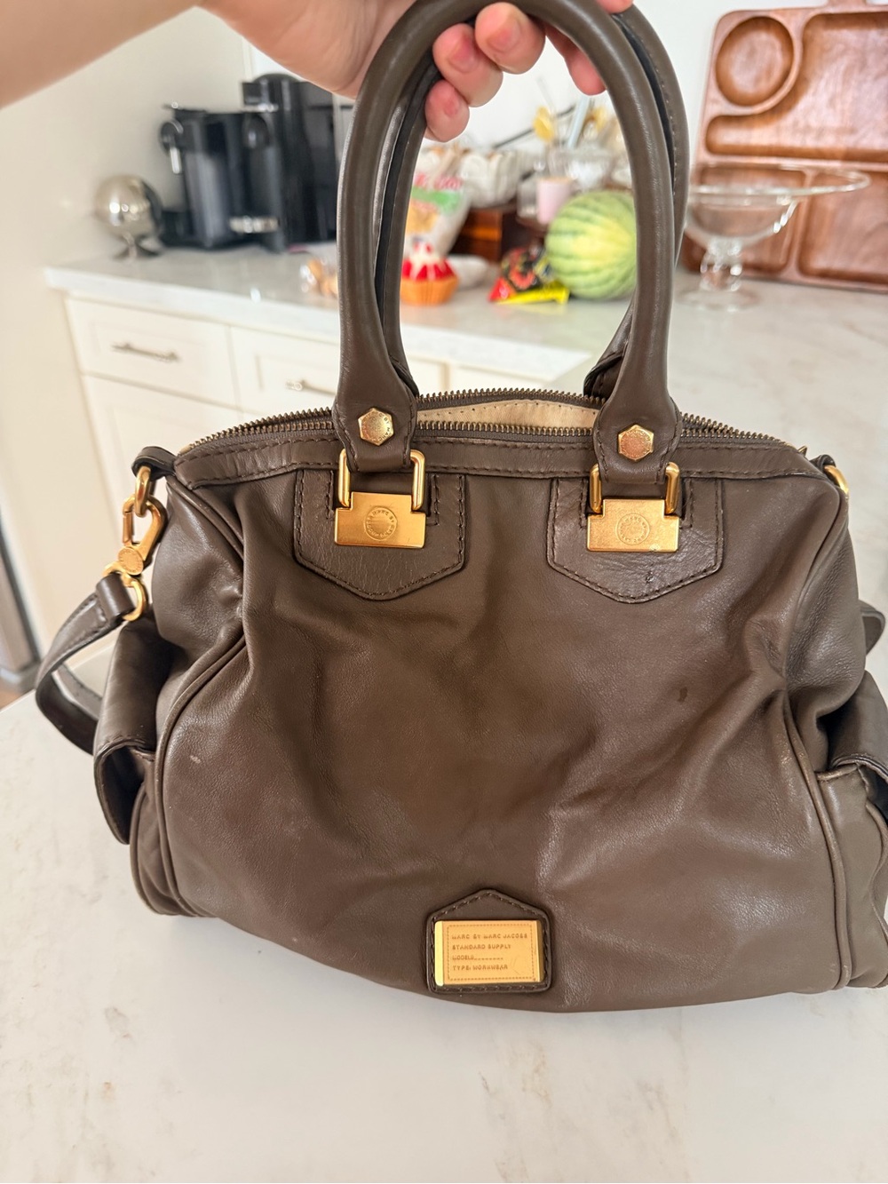 Marc by Marc Jacobs Brown Leather Satchel with Gold Hardware